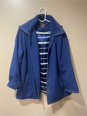 Dennis Basso Royal Blue Zip-Front Trench Coat